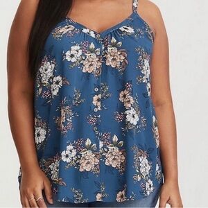 Torrid Blue Floral Button Up Cami